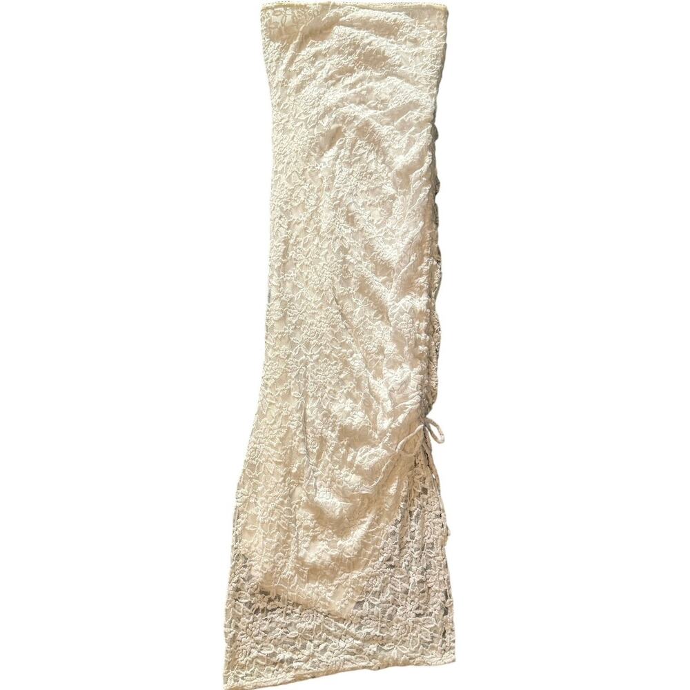 Sage The Label Fresh Air Ruched Lace Tube Midi Dress Off White Size Small